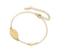 Dreamtimes Bracelet Vierge Marie Chapelet Perles Croix Bracelets Religieux Baptême Délicat Virge de Guadalupe Bracelets Bijoux Catholiques Cadeaux pour elle (Style 2-O)