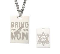 Dreamtimes Bring Them Home Now Collier Femme Homme Collier en acier inoxydable avec médaille de style militaire d'Israël collier avec pendentif Hexagramme Star de David (colliers-S)