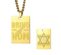 Dreamtimes Bring Them Home Now Collier Femme Homme Collier en acier inoxydable avec médaille de style militaire d'Israël collier avec pendentif Hexagramme Star de David (colliers-G)