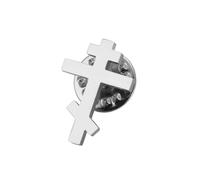 Dreamtimes Broche antique en forme de croix orthodoxe en acier inoxydable bijou religieux pour homme et femme symbole de foi chrétienne vintage émaillé léger durable cadeau pour un usage (Argent)