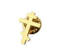 Dreamtimes Broche antique en forme de croix orthodoxe en acier inoxydable bijou religieux pour homme et femme symbole de foi chrétienne vintage émaillé léger durable cadeau pour un usage (L'or)