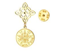 Dreamtimes Broche avec nœud de sorcière et tétragramme Pentagramme Broche Double amulette de protection avec symboles spirituels pour femmes (STYLE 2-O)