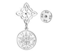 Dreamtimes Broche avec nœud de sorcière et tétragramme Pentagramme Broche Double amulette de protection avec symboles spirituels pour femmes (STYLE 2-A)