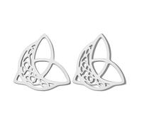 Dreamtimes Celtic Moon boucles d'oreilles Celtic Knot triangle boucles d'oreilles femmes croissant boucles d'oreilles Celtic Knot triangle Vintage boucles d'oreilles Bijoux irlandais (Argent)