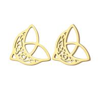 Dreamtimes Celtic Moon boucles d'oreilles Celtic Knot triangle boucles d'oreilles femmes croissant boucles d'oreilles Celtic Knot triangle Vintage boucles d'oreilles Bijoux irlandais (L'or)