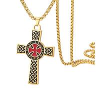 Dreamtimes Chevaliers Templiers Croix Collier pour femmes hommes en acier inoxydable Vintage Croisé Chevalier Saint Collier Dainty Bijoux Religieux, M, Acier inoxydable, Pas de gemme