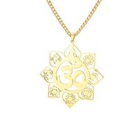 Dreamtimes Collier 7 chakras Om Aum en acier inoxydable avec pendentif spirituel de méditation pour femme et homme - Équilibre énergétique - Bijou inspirant pour les amateurs de yoga, Moyen, Acier