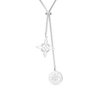 Dreamtimes Collier avec nœud de sorcière et tétragramme pendentif pentagramme pour femmes et hommes chaîne en Y collier long réglable pendentif symbole mystique (Argent)