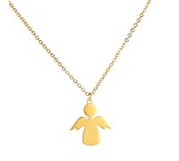 Dreamtimes Collier avec pendentif ange pour femme et fille Amulette chrétienne avec chaîne de cou Bijoux en acier inoxydable pour enfants Saint Valentin Cadeaux de fête des mères (Ange - 1 Or)