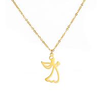 Dreamtimes Collier avec pendentif ange pour femme et fille Amulette chrétienne avec chaîne de cou Bijoux en acier inoxydable pour enfants Saint Valentin Cadeaux de fête des mères (Ange - 3 Or)