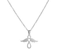 Dreamtimes Collier avec pendentif ange pour femme et fille Amulette chrétienne avec chaîne de cou Bijoux en acier inoxydable pour enfants Saint Valentin Cadeaux de fête des mères (Ange-4 Argent)
