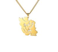 Dreamtimes Collier avec pendentif carte de l'Iran - Colombe de paix - Branche d'olivier - Calligraphie persane - En acier inoxydable - Bijoux d'inspiration persane, Medium, Acier inoxydable, Pas de