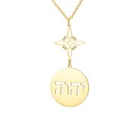 Dreamtimes Collier avec pendentif nœud de sorcière et tétragramme - Amulette de protection spirituelle en acier inoxydable - Amulette de Yahweh hébreu - Bijoux religieux pour homme et femme, Medium