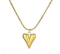 Dreamtimes Collier Charm Coeur gonflé pour les femmes Amour Coeur Collier pour les femmes Mignon Petit Coeur Pendentif Choker Protection Prière Bijoux (L'or)