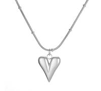 Dreamtimes Collier Charm Coeur gonflé pour les femmes Amour Coeur Collier pour les femmes Mignon Petit Coeur Pendentif Choker Protection Prière Bijoux (Argent)