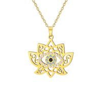 Dreamtimes Collier de mauvais œil pour les femmes Collier avec pendentif de protection de lotus de mauvais œil en acier inoxydable Collier de fleur de lotus Collier (L'or)