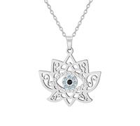 Dreamtimes collier de mauvais œil pour les femmes en acier inoxydable avec pendentif de protection de lotus et fleur de lotus (Argent)