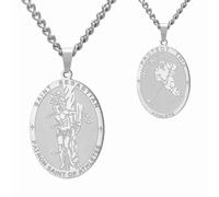 Dreamtimes Collier de médailles de Saint Sébastien pour hommes et femmes en acier inoxydable saint religieux et patron des athlètes cadeau pour lui et pour elle (Hockey, Argent)