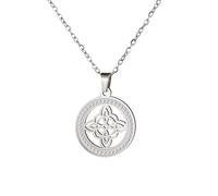 Dreamtimes Collier de nœud de sorcière pour femmes acier inoxydable clair couleur or Zircon pendentif rond chaînes Celtique Quaternaire Wicca anneau de nœud sorcellerie amulette bijoux (argent-2)