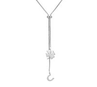Dreamtimes Collier de trèfle à quatre feuilles pour femme Fer à cheval avec trèfle à quatre feuilles porte-bonheur Collier de pendentif porte-bonheur Longs colliers réglables en Y-drop (Argent)