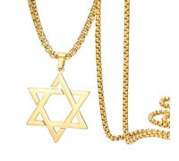 Dreamtimes Collier étoile de David pour homme et femme en acier inoxydable avec pendentif hexagonal, M, Acier inoxydable, Pas de gemme