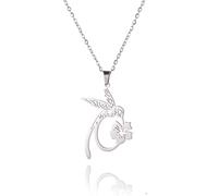 Dreamtimes Collier pendentif colibri cardinal pour femmes Bijoux fleurs oiseaux forts courageux Collier colibri libre Cadeaux (argent)