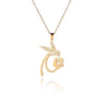 Dreamtimes Collier pendentif colibri cardinal pour femmes Bijoux fleurs oiseaux forts courageux Collier colibri libre Cadeaux (L'or)