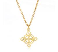 Dreamtimes Collier Sorcière pour Femme - Bijoux Wiccan, Noeud de Protection, Amulette Triquetra, Pendentif Celtique et Satanique (Or)