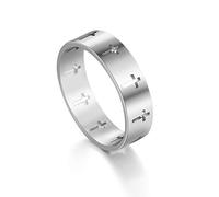 Dreamtimes Croix Bague En Acier Inoxydable Christian Anneau Jésus Christ Seigneur Prière Bijoux Couple Bagues De Fiançailles De Mode Cadeau De Mariage Pour Hommes Femmes Couleur Argent (argent, 20MM)