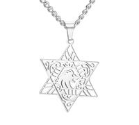 Dreamtimes Étoile de David Collier pour homme Étoile de David Collier pendentif en forme d'étoile juive pour femmes Bijoux juifs Bijoux en forme d'étoile juive (Argent)