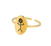 Dreamtimes Funny Smiley Face Figurine Sign Language Bagues ajustables pour hommes femmes doigts du milieu Mignon Bague tendance Cadeau pour couples