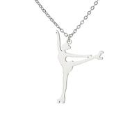 Dreamtimes Ice Skater Necklace Collier avec pendentif sportif de patinage sur glace Collier pendentif sportif inspiré des bijoux pour les femmes amateurs de patinage (Argent-1)
