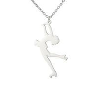 Dreamtimes Ice Skater Necklace Collier avec pendentif sportif de patinage sur glace Collier pendentif sportif inspiré des bijoux pour les femmes amateurs de patinage (Argent-4)