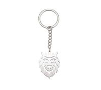 Dreamtimes Lion avec couronne roi porte-clés pour hommes en acier inoxydable Lion Punk Rock porte-clés sac de voiture clé pendentif porte-clés (Argent-1)