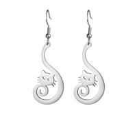 Dreamtimes mignon chat pendentif boucles d’oreilles pour les femmes amoureux des animaux mignon Animal chat pendre boucles d’oreilles dessin animé chaton pendre goutte boucles d’oreilles (argent)