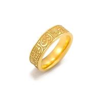 Dreamtimes musulman Allah Islam Bague pour hommes femmes Fleurs de lotus Anneaux en acier inoxydable Lettre arabe Anneaux Religieux Allah (L'or-8)