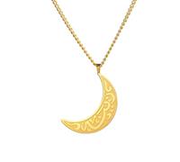 Dreamtimes musulman islamique collier pendentif religieux pour hommes femmes musulman Allah collier Ayatul Kursi arabe en acier inoxydable collier lune islamique bijoux musulmans (or)