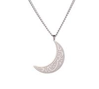 Dreamtimes musulman islamique collier pendentif religieux pour hommes femmes musulman Allah collier Ayatul Kursi arabe en acier inoxydable collier lune islamique bijoux musulmans (argenté)