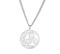 Dreamtimes Noeud Celtique Pendentif Collier Coeur Celtique Triquetra Lune Déesse Trinité Noeud Pendentif Collier Noeud Irlandais Bijoux pour Femmes Hommes (Noeud celtique-S)