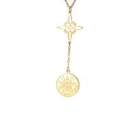Dreamtimes Noeud de sorcière et collier de pentagrammes Tetragrammaton en acier inoxydable Collier pendentif symbole mystique Noeud celtique pour femmes et hommes (Style 1-L)
