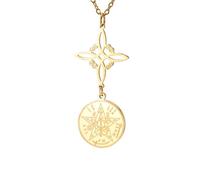 Dreamtimes Noeud de sorcière et collier de pentagrammes Tetragrammaton en acier inoxydable Collier pendentif symbole mystique Noeud celtique pour femmes et hommes (Style 3-L)