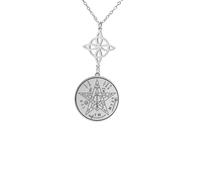 Dreamtimes Noeud de sorcière et collier de pentagrammes Tetragrammaton en acier inoxydable Collier pendentif symbole mystique Noeud celtique pour femmes et hommes (Argent-4)