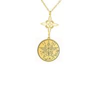 Dreamtimes Noeud de sorcière et collier de pentagrammes Tetragrammaton en acier inoxydable Collier pendentif symbole mystique Noeud celtique pour femmes et hommes (Or-3)