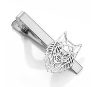 Dreamtimes Pince à cravate tête de loup Pince à cravate Viking loup pour homme Pince à cravate en acier inoxydable Bijoux nordiques Cadeaux (Argent)