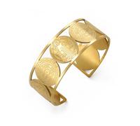 Dreamtimes Saint Benedict Bracelet réglable en acier inoxydable pour hommes femmes croix St. Benedict Religieux Chrétien Manchette élégante Bijoux religieux avec protection spirituelle (or)