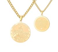 Dreamtimes Saint Christophe Collier Verset Biblique Pendentif Médaille Pendentif Protection Bijoux Amulette Religieux Pour Hommes Femmes Gardien Voyage Protection Cadeau, M, Acier inoxydable, Pas de