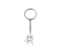 Dreamtimes Squelette Smiley petit homme langage des signes porte-clés doigt moyen Stickman porte-clés Scornful petit homme porte-clés sac voiture clé pendentif couple cadeau porte-clés (argent)