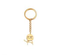 Dreamtimes Squelette Smiley Petit Homme Langage des Signes Porte-Clés Doigt Moyen Stickman Scornful Sac Voiture Clé Pendentif Couple Cadeau (L'or)