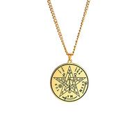 Dreamtimes Vintage Tetragrammaton Pendentif Colliers Wahyeh Magique Pentagramme Béni de Solomon Amulette Collier En Acier Inoxydable Bijoux Viking pour femmes et hommes