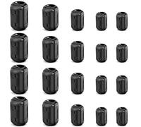 Dreamtop 20 Pcs Ferrite Antiparasite, 5 Valeurs Ferrite 3,5 mm 5 mm 7 mm 9 mm 13 mm, Noir Clip-on Ferrite Ring Core Antiparasite Noyau RFI EMI, Ferrite Cable Ferrite Anneau